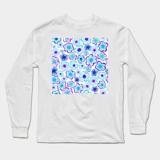 Blue and Purple Flowers Long Sleeve T-Shirt